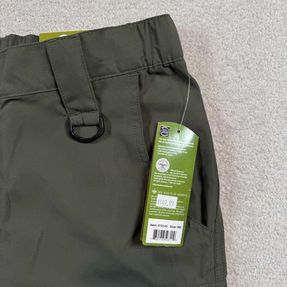 NEW Boy Scouts of America Men Small Green Relaxed Fit Convertible Uniform Pants - Picture 8 of 9